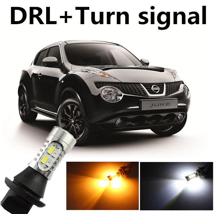 For Nissan 2011-2015 Juke DRL Daytime Running Light & Turn Signal Light Warning Xenon lamp White+Amber Free shipping