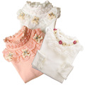 2016 Lace Shirt Fashion Girls Lace Blouses Children S Shirts Top Long Sleeve Flower Autumn White