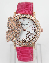 Butterfly Crystal Decor Flower Dial 4 Color Women Ladies Dress Fashion Watch Watches