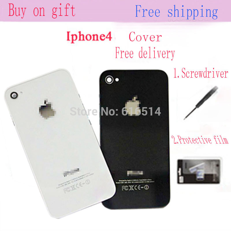 Free shipping mobile phone battery door cover battery cover back glass for iPhone4