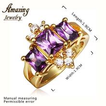 Free shipping brand new Fashion Jewelry big crystal CZ diamond ruby crown wedding 18K rose Gold