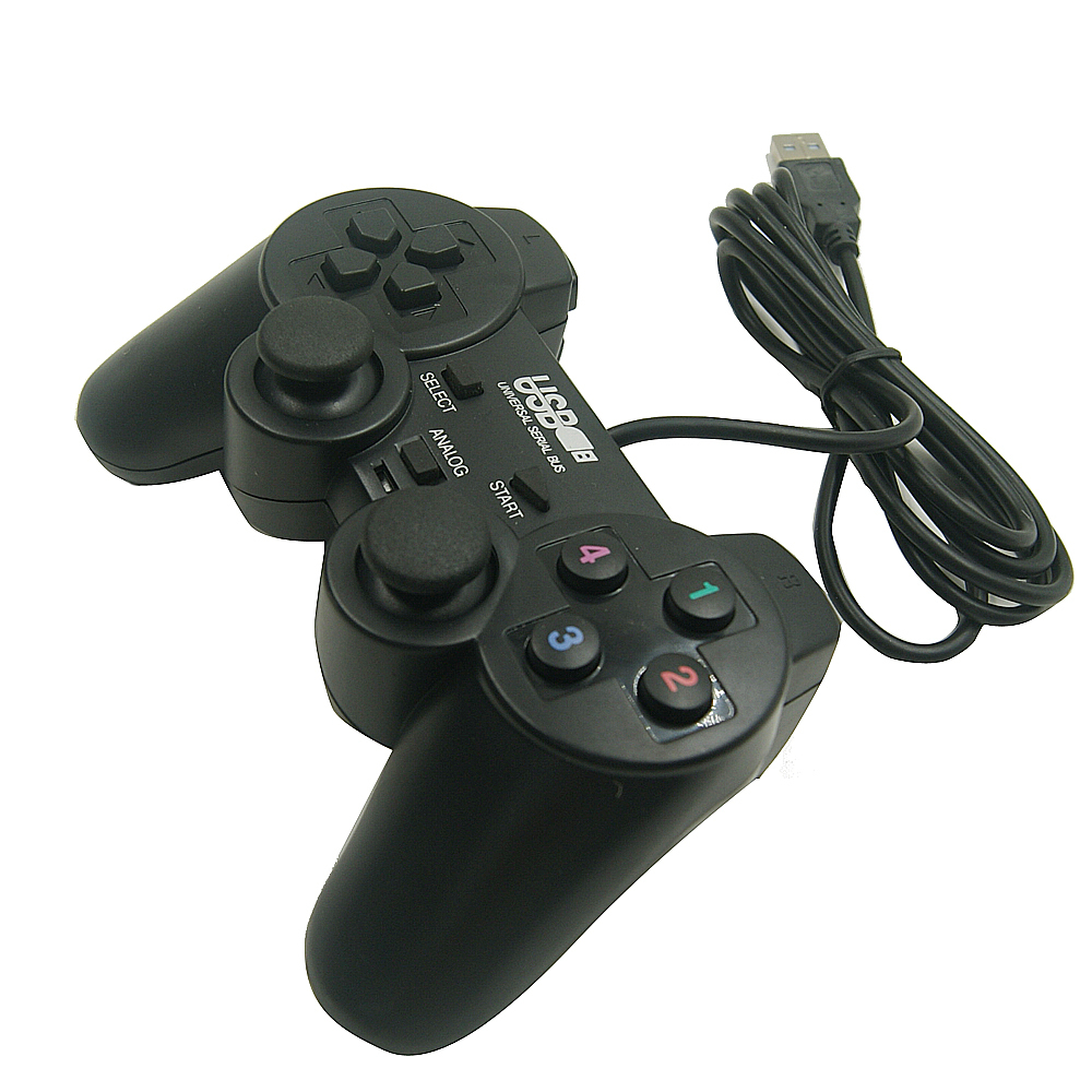 TOP Quality Black Shock Controller Gamepad with joystick shock and mini USB for pc computer game