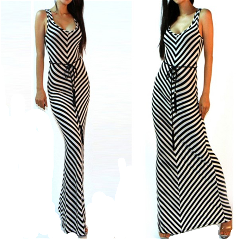 vestidos casuales largos rayas