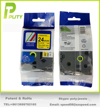 Compatible P-touch Label Tape TZe651 black on yellow 1X26.2ft(24mm*8m) use with PT330, PT350, PT520, PT540, PT580C, PT1400