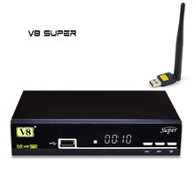 Digital set-top box V8 Super DVB-S2 IPTV set top box 1080p support powervu cccam with Wifi Dongle in Package
