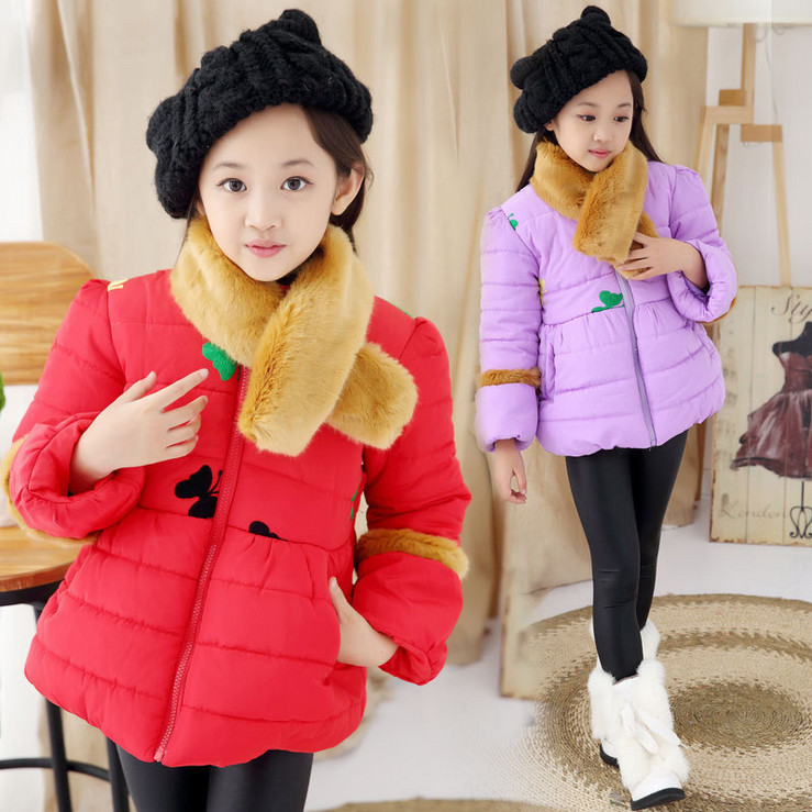 New Arrival 2015 Kids Winter Thick Coat Baby Girls Fashion Cute Bow Padded Coat Jacket High Quality Children Winter Warm Coat
