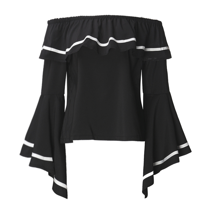 Elegant Women Blouses 2018 Summer Sexy Butterfly Sleeve Slash Neck Off Shoulder Shirts Casual Ruffles Blusas Femininas Tops aeProduct.getSubject()
