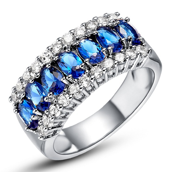 Women Men Sapphire White Gold Filled Ring Lady s 10KT Finger Rings 2015 Fashion Jewelry Size