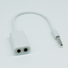 White Universal 3.5mm 1 Male to 2 Female Audio Headphone Splitter Adpater Cable