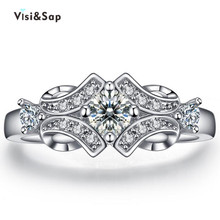 White Gold plated Rings For Women Wedding ring cz diamond vintage jewelry bijoux Accessories Engagement ring fashion VSR025