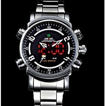 Marca nueva moda reloj digital LED negocios hombres de acero inoxidable relojes de cuarzo de lujo relojes militares impermeables de vestir