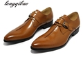 Brand genuine leather mens dress shoes Italian designer pointed toe men shoes flats for business office