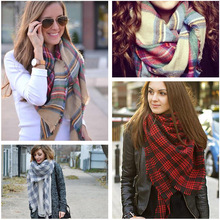2015 Hot Sales Autumn Winter Fashion Tartan Scarf Super Long Oversized Warmer Plaid Scarf Shawls Women Clothing accessories