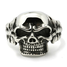 Huge & Heavy Mens Boys 316L Stainless Steel Cool Punk Gothic Big Evil Demon Skull Biker Silver Bangle New