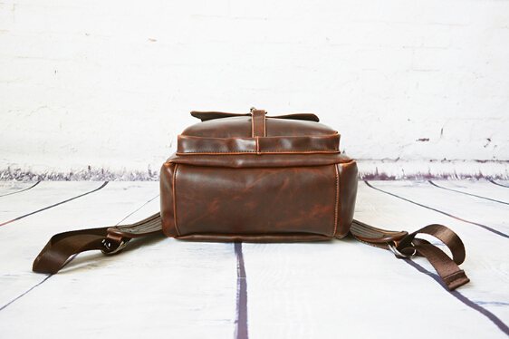 2015 New Style Men's Backpack PU Leather Student Casual School