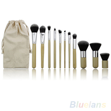11 Pcs Wood Handle Makeup Cosmetic Eyeshadow Foundation Concealer Brush Set brushes 000J 019J