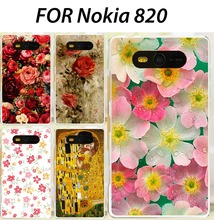 New Fashion Painting Flower Plastic Phone bag Case For Nokia Lumia 820 N820 Hard Case Back Cover Free shipping