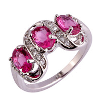 Wholesale Fashion Popular Ruby Spinel & White Topaz 925 Silver Ring Size 6 7 8 9 10 Women Party Nice Jewelry Free Shipping