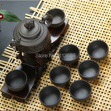 dining & bar clay yixing tea set with purple teapot 8pcs tea cup without tea tray