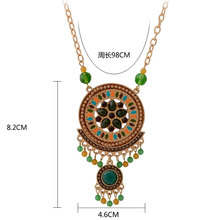 Ethnic jewelry pendant necklace gold color chain colorful resin beads pendants vintage long necklace for women