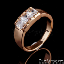 2015 new arrive 18K Gold plated Gorgeous Rhinestone fashion Classic wedding rings jewelry 3 colors