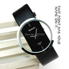 New 2015 Fashion men sports watches contracted business quartz watch transparent dial leather strap watches relogio