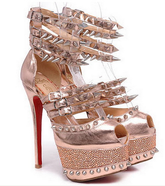 2015 sandals gold studded platform high heel pumps women glitter ...