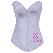 Cheap Fashion White Bustiers & Corsets Women Sexy Western Gothic Corpetes Shapewear Flannel Strapless Zipper Corset Corselet