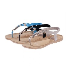 2015 Flat Sandals Fashion Trend Sandals Bohemia National Flat Heel Beaded Female Shoes Hot sale Fashion Cute Sweet Size 35-40