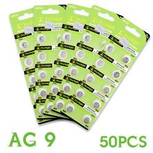 50pcs/lot Top sales!!!SR936 936A 194 394 AG9 x50 1.55V Lithium Button Coin Batteries 1.5V cell button