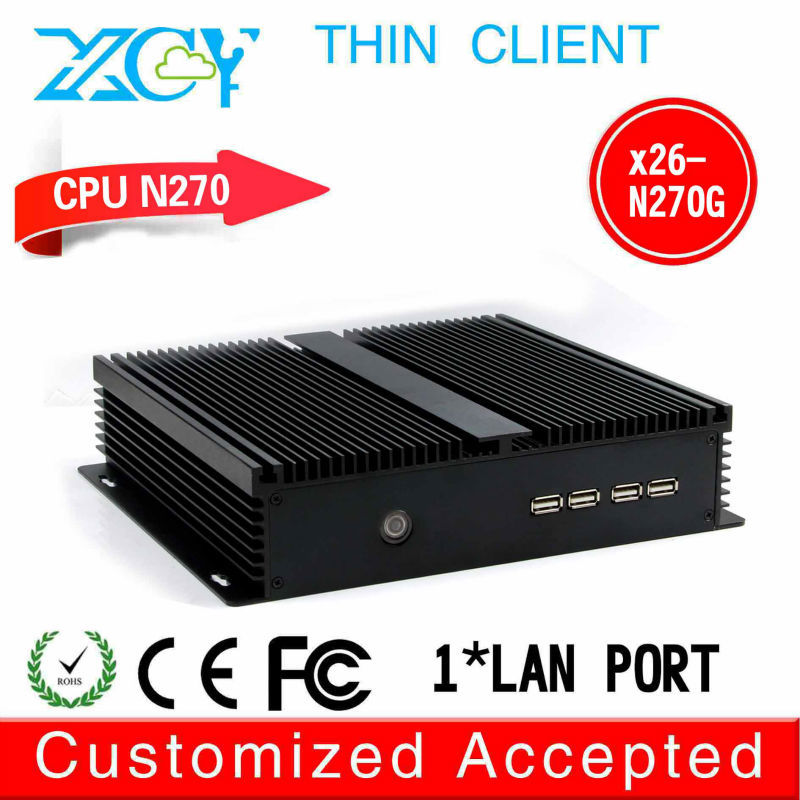 fanless ultra-low-power industrial mini computer x26-N270G N270 network thin client one lan 2*com all-powerful industrial pc