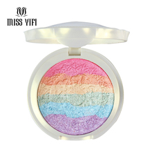 MISS YIFI Baked Prism Rainbow Highlighter Blusher Eyeshadow Makeup Palette Iluminador Maquiagem Shimmer Highlighter for Face