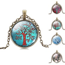 glass cabochon necklace pendant necklace art picture antique Bronze chain necklace life tree necklace women jewelry   2014