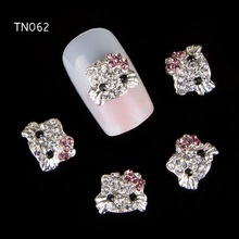 10pcs Glitter Kitty cat Rhinestones 3d Nail Art Decorations, Alloy Nail Sticker Charms Jewelry for Nail Gel/Polish Tools TN062