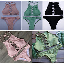 2016 New Sexy Women’s Bandage Bikini Set Push-up Padded Bra Swimsuit Bathing Swimwear