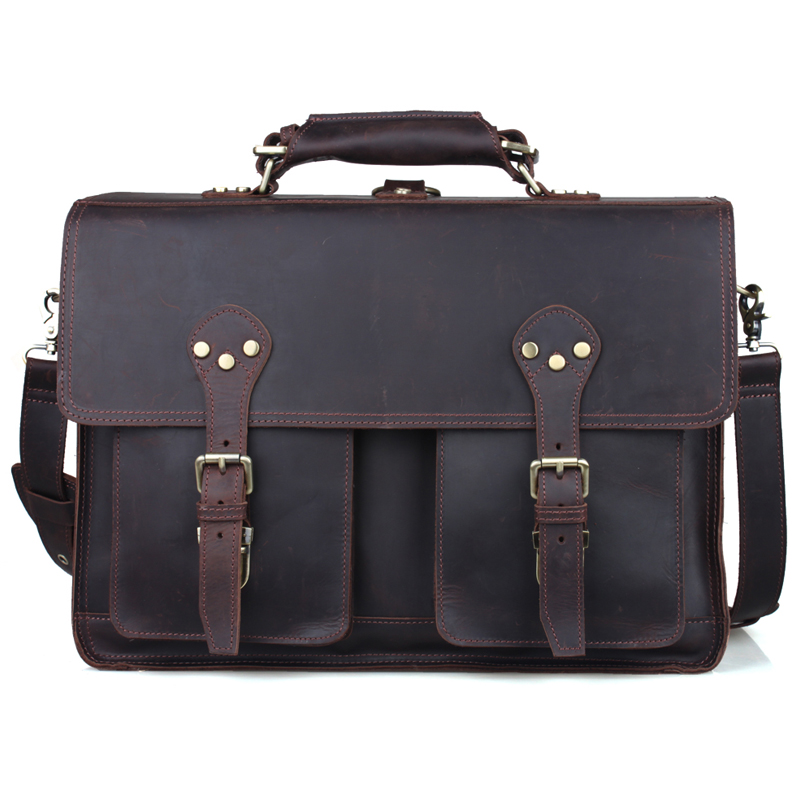 TIDING Men 16&quot; laptop bag leather handbags designers brand high quality large carry on bag for ...