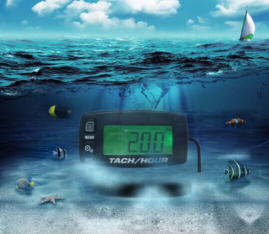 waterproof Digital Resettable Inductive Tacho Hour Meter Tachometer For Motorcycle Marine Boat ATV Snowmobile Generator Mower