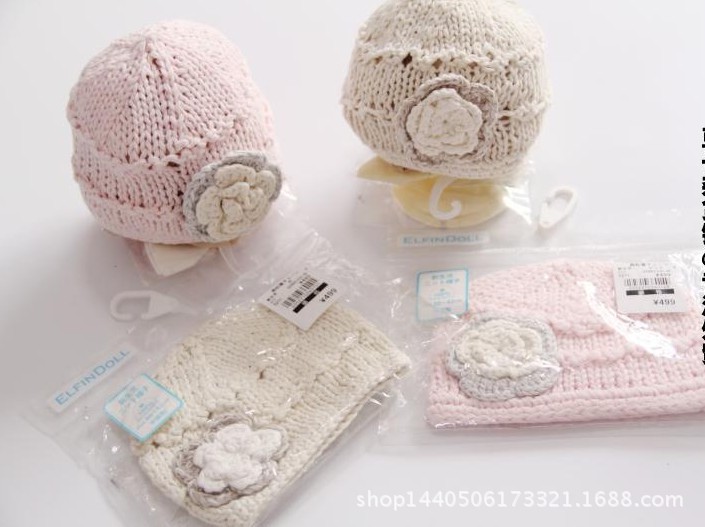 Kids Girls Baby flowers hats Crochet Knitting Beret Hat Cap Cute Warm Beanie ...