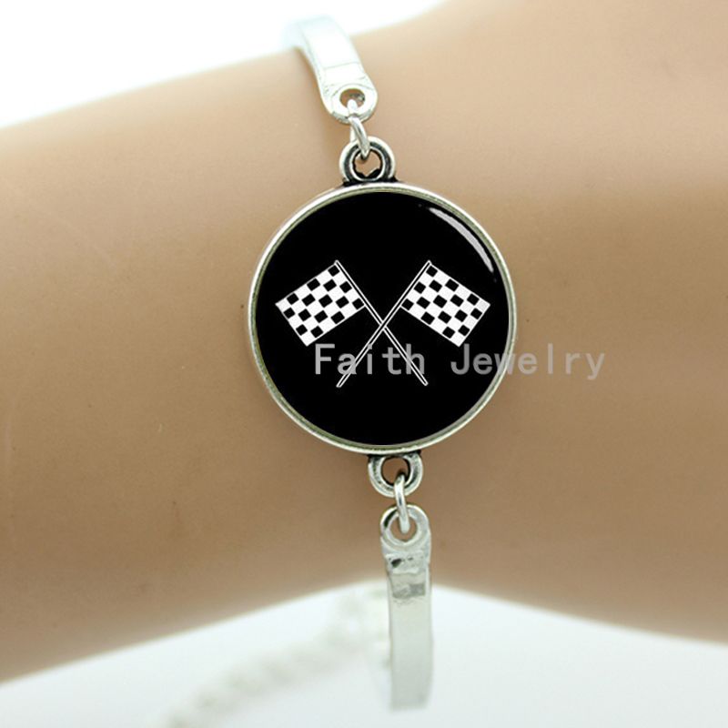 New arrived fashion sporty racing font b chequered b font flag bracelet black and white checkered