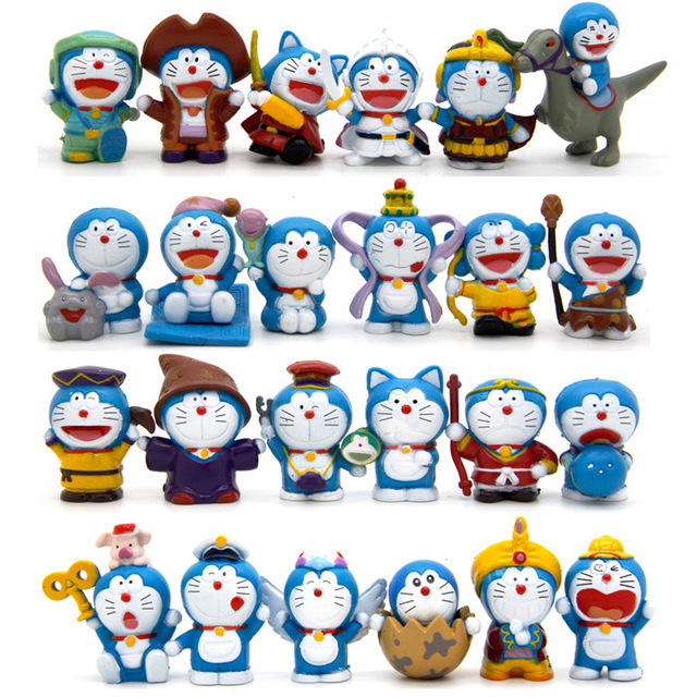 24 шт./лот Doraemon цифры 4 см Doraemon фигурку игрушки куклы подарок для детей бесплатная доставка