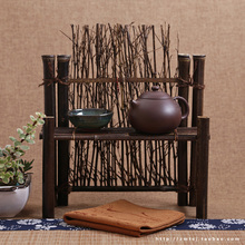 Japanese tea cup frame fence hollow bamboo fence with zero screen photography background decoration bamboo fence tea set