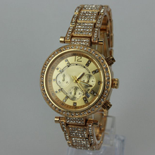 China air express hot women rhinestone dress watches analog quartz ladies full steel wristwatches 18k gold