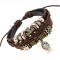 Wholesale Handmade Fish Jesus Charm Genuine Leather Adjustable Bracelet Wristband Jewelry Valentine s Day Gift