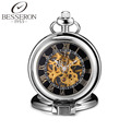 Steampunk Clock Mechanical Automatic Silver Pendant Army Pocket Watch Magnifier Fob Watches Luxury Vintage relogio de
