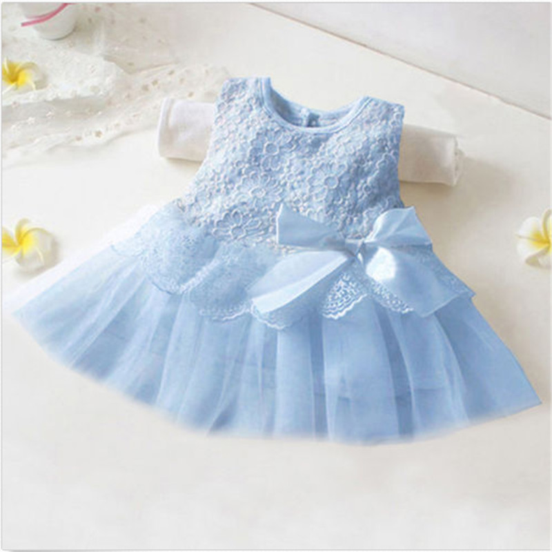 New baby girl Party Princess Dresses, Infant Baby Girl Tutu Dress vestidos for Kids Cute Lace Flower sleeveless  cute bow Clothe