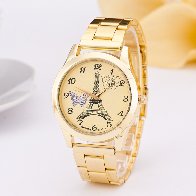 New Fashion Ladies Wristwatch Luxury Brand Stainless Steel Watch Women Quartz-watch Relogio Feminino Pyramid Gold Clock