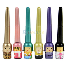 (Min.  Mix Order) Cosmetic Waterproof Liquid Eyeliner Pen Makeup in Cute Dool Bottle Women Beauty Care Eye Liner