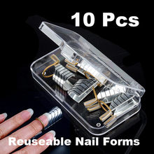 W7Tn 10 Pcs Environmental Reusable Tool For Acrylic Nail Art Nail Forms