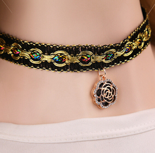 2015 New development Jewelry tatoo choker necklace for women vintage lace necklace jewelry with rhinestone flower free shipping