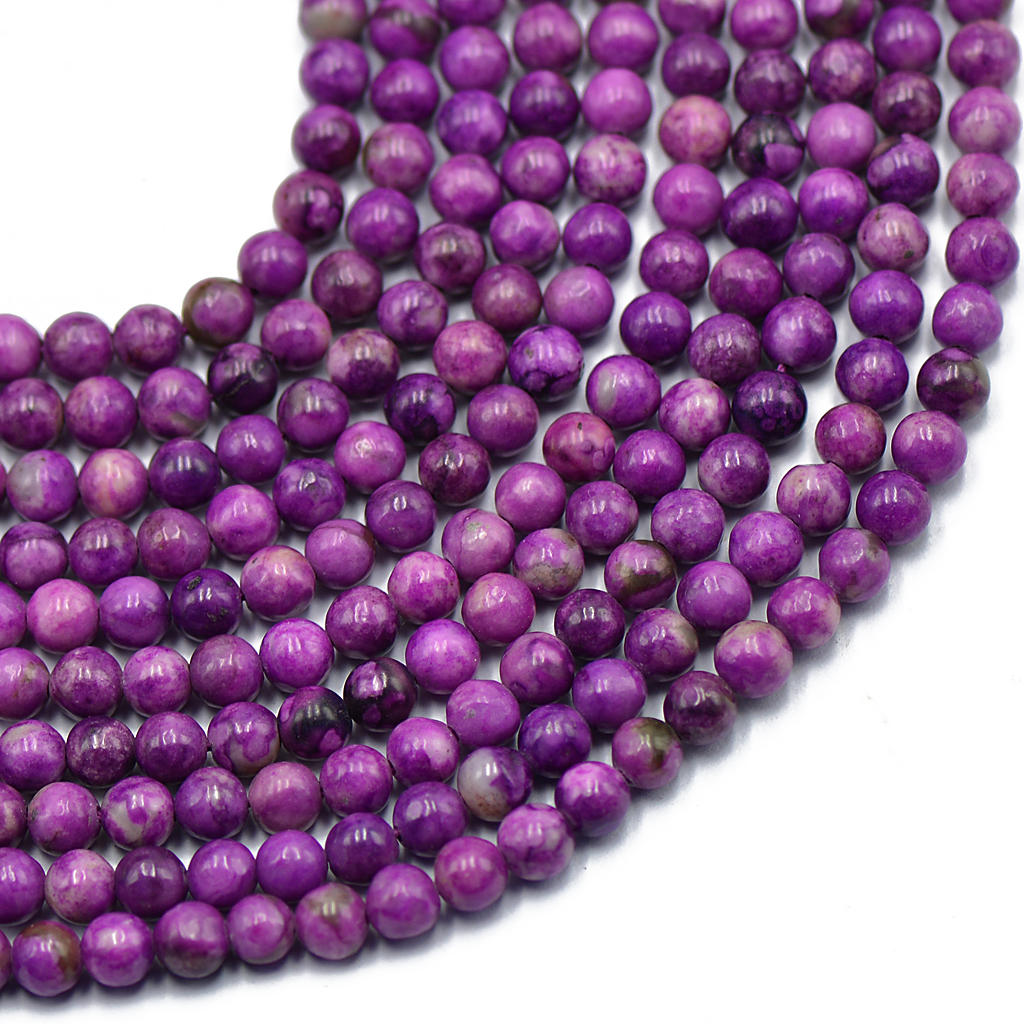 15 /"Purple Charoite Gemstone Round Spacer Loose Bead 4MM Jewelry Making Accs